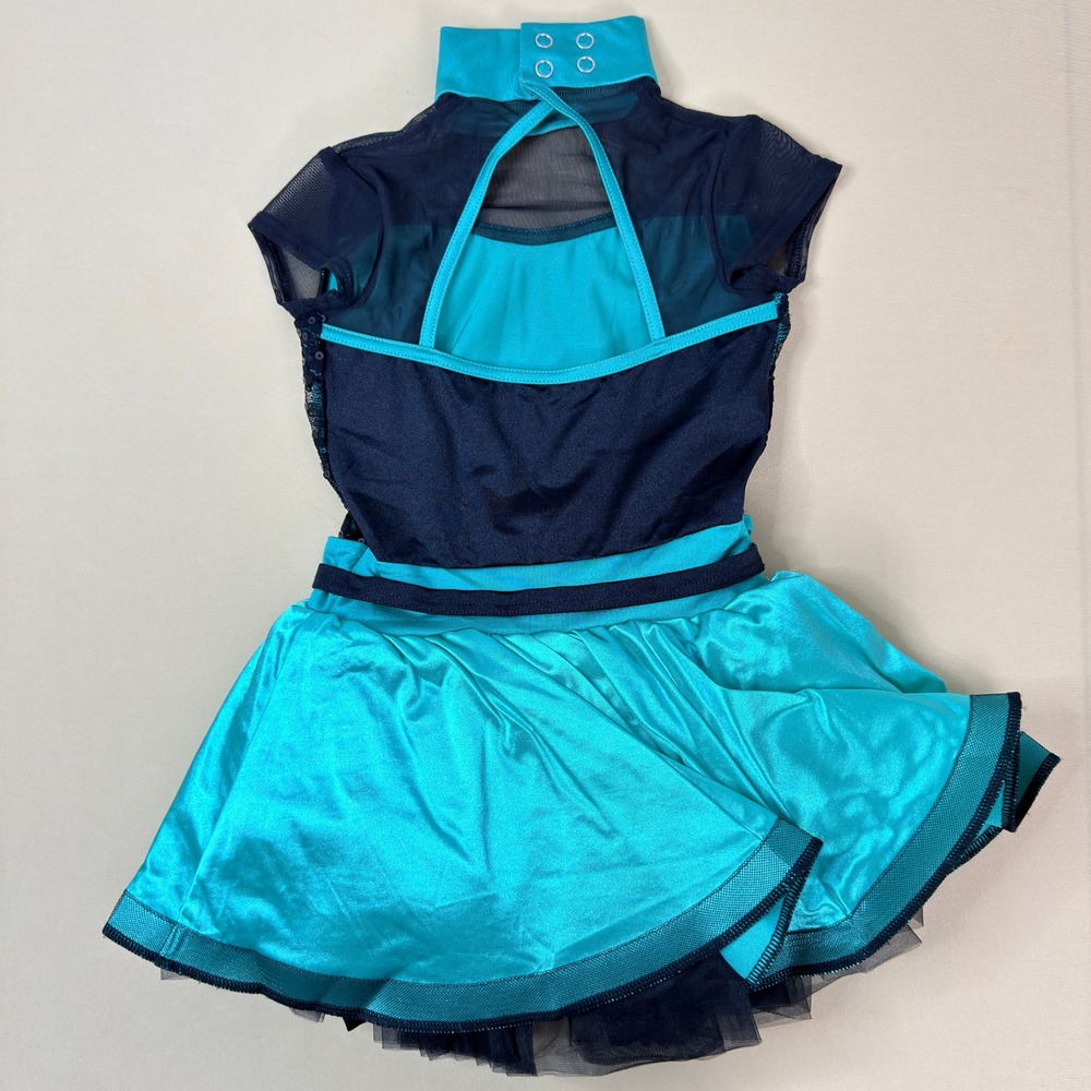 Weissman Teal Sequin Lace Dance Costume IC 7/8 + Headpiece‎ - Picture 2 of 10